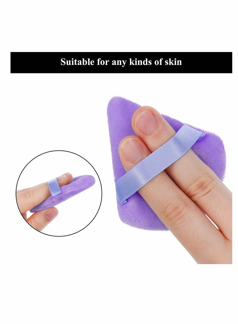 KASTWAVE Pure Powder Puff, Face Triangle Soft Makeup Powder Puff, for Loose Powder Mineral Powder Body Powder Makeup Tool with Strap, for Contouring, Under Eyes and Corners (Purple- 10 Pcs) - Image 2