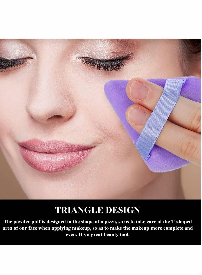 KASTWAVE Pure Powder Puff, Face Triangle Soft Makeup Powder Puff, for Loose Powder Mineral Powder Body Powder Makeup Tool with Strap, for Contouring, Under Eyes and Corners (Purple- 10 Pcs) - Image 3