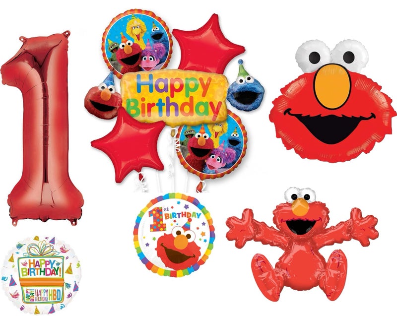 Anagram Elmo Sesame Street 1st Birthday Party Supplies Balloon Bouquet Decorations - Image 3