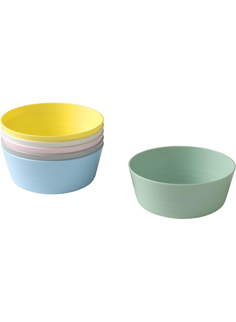 Ikea Colorful Plastic Bowls Set for Kids, Picnic & Everyday Use - 6 Pack - Dishwasher & Microwave Safe - Image 1