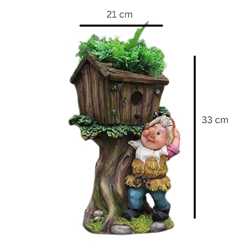 The Decorshed Resin gnome hut Planter for Home Decor, Garden Decor, Room Decor, 4 X 10, 1 Piece, Multicolour, Floral - Image 3
