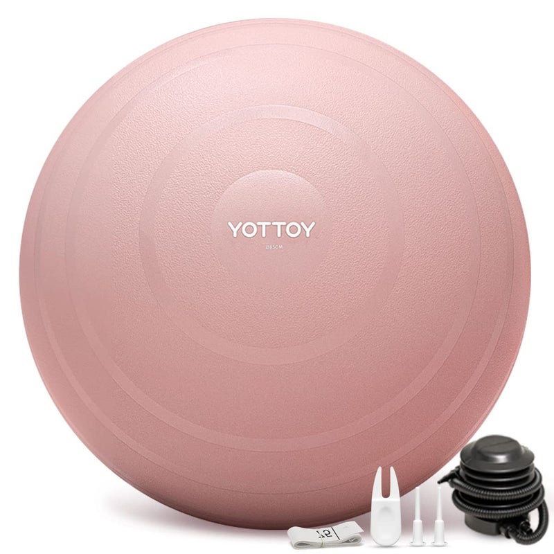 YOTTOY كرة يوتوي المضادة للانفجار للتمارين الرياضية، كرة اليوغا للحمل، سميكة إضافية للتمارين للعلاج الطبيعي، كرة الاستقرار لكرسي اللياقة البدنية مع مضخة (وردي) - Image 1