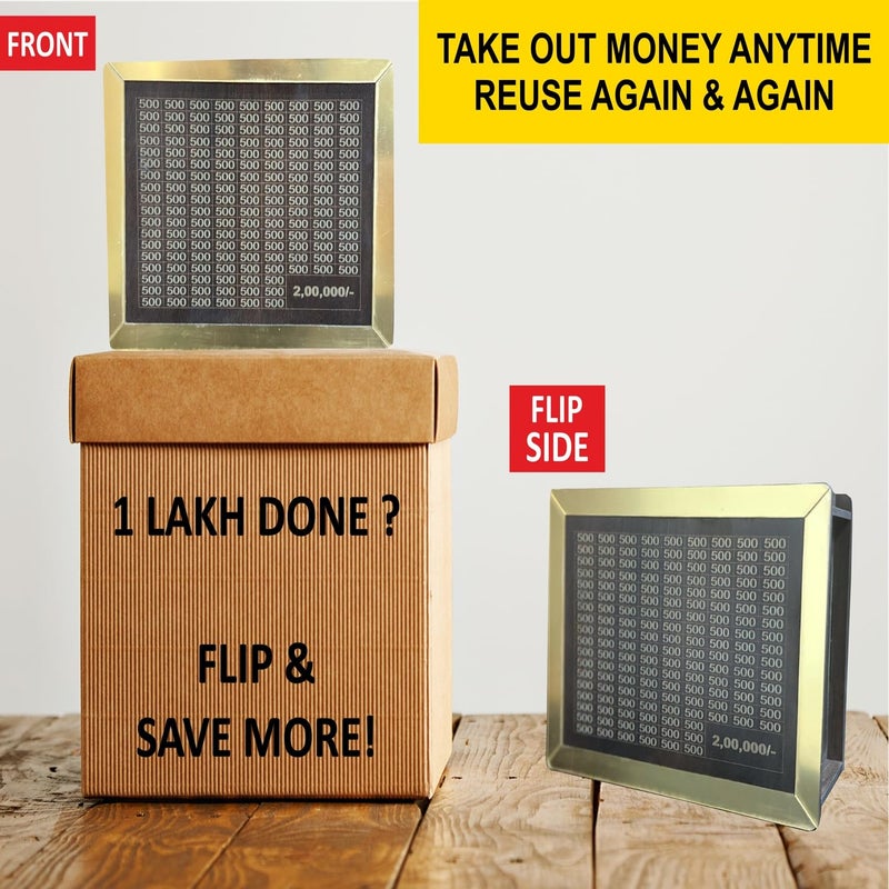 JAYTOP Money Saving Box for Adult 200000, Piggy Bank 200000 for Kids Boys and Girls, Money Box, Wooden Money Bank, Gullak with Carved Design, 2 Lakh Money Savings Box (200000) - Image 5