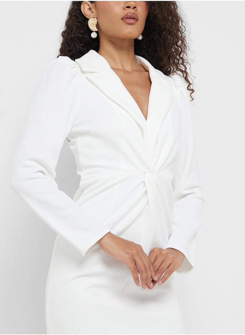Little Mistress Puff Sleeve Bodycon Dress  - Image 3