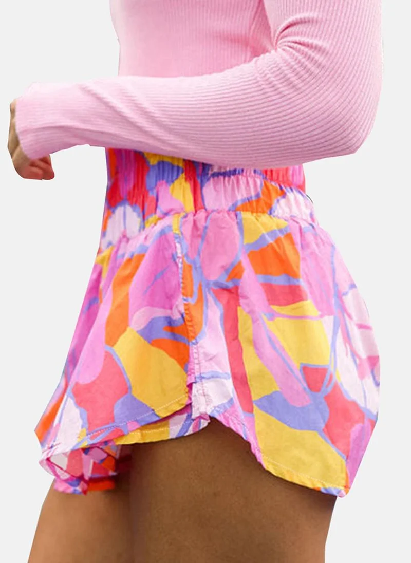YUNIQEE Pink Printed Casual Shorts