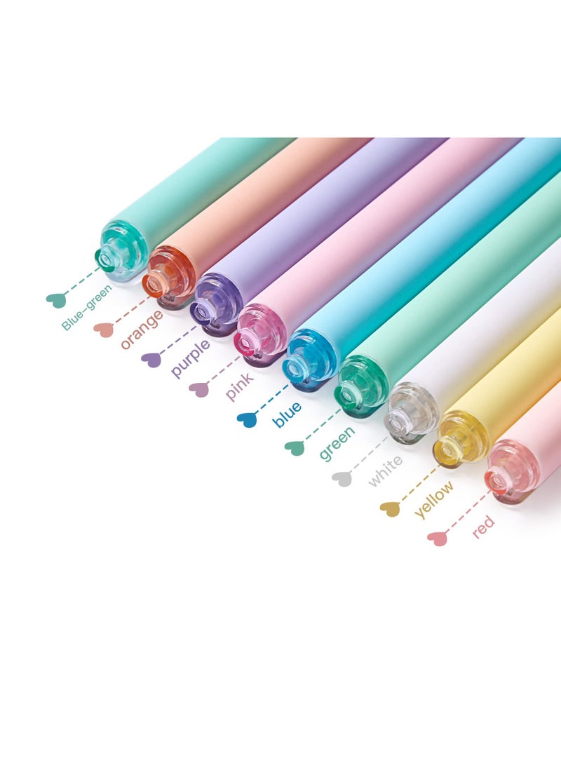 9 Colorful Retractable Gel Pens Set, 9 Pcs Cute Highlighters for Kids, Students and Artists, Aesthetic School Supplies - Image 4