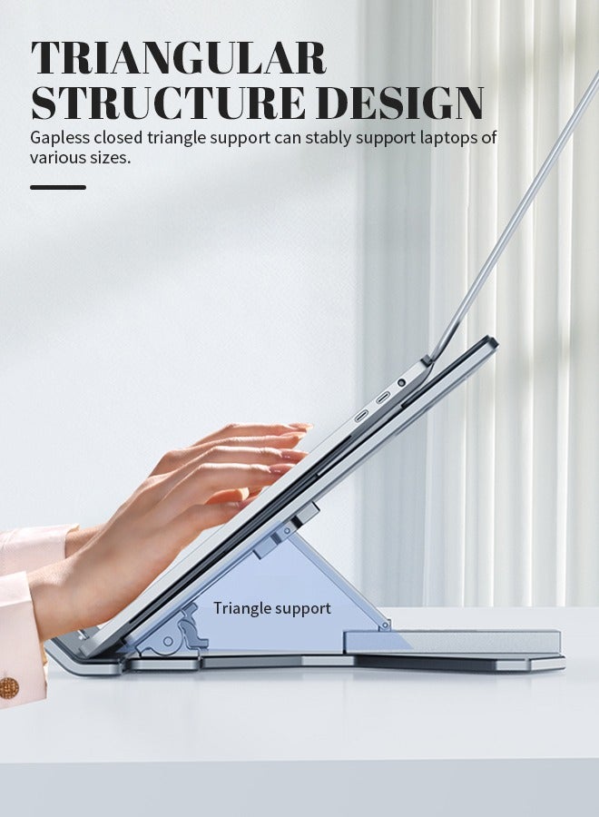 Laptop Desktop Stand, 5-Level Adjustment, Foldable Non-Slip Hollow Laptop Stand, Stable And Durable, Compatible With Dell, HP, Lenovo, MacBook - Image 4
