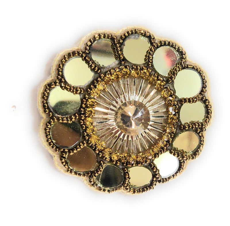 Fressia Fabrics Fressia Fabrics 5 Pcs Sew On Glue On Fabric Patches Embroidery Applique Decoration for Clothes Dress Material Saree Suit Kurti Gown Art Craft DIY Decor Gold 
