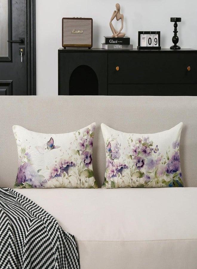 TAJWE Spring Floral Throw Pillow Covers 12x20 Set of 2 Summer Flowers Lumbar Cushion Cases for Couch Sofa Home Decor - Image 2