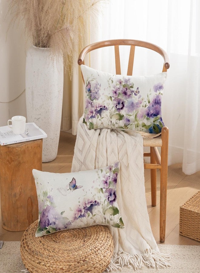 TAJWE Spring Floral Throw Pillow Covers 12x20 Set of 2 Summer Flowers Lumbar Cushion Cases for Couch Sofa Home Decor - Image 3