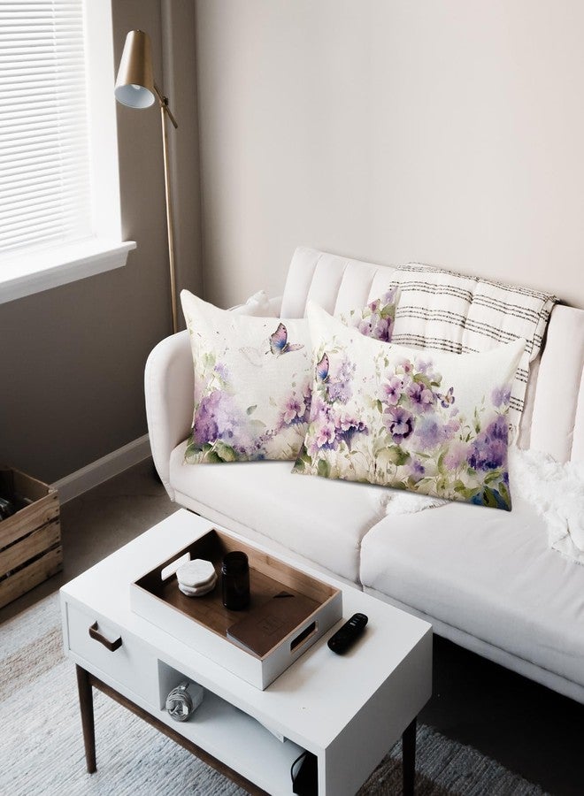 TAJWE Spring Floral Throw Pillow Covers 12x20 Set of 2 Summer Flowers Lumbar Cushion Cases for Couch Sofa Home Decor - Image 4