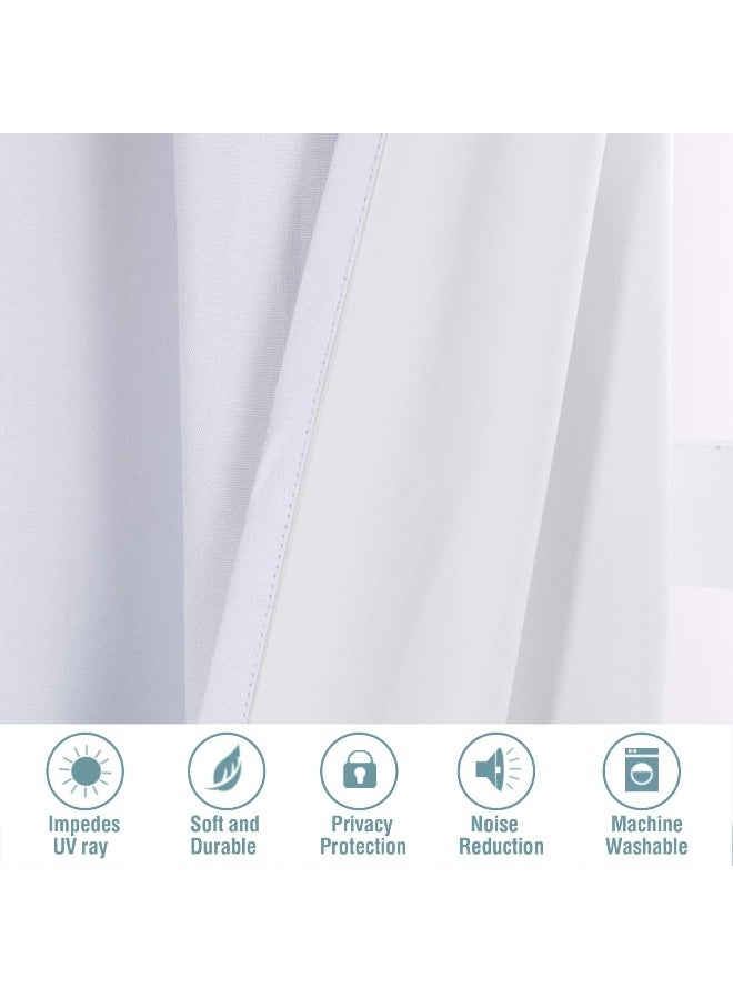 H.VERSAILTEX HVERSAILTEX Linen Blackout Curtains 63 Inches Long 100 Blackout Thermal Insulated Textured Linen Look Curtain Draperies AntiRust Grommet Energy Saving with White Liner 2 Panels Bright White - Image 3