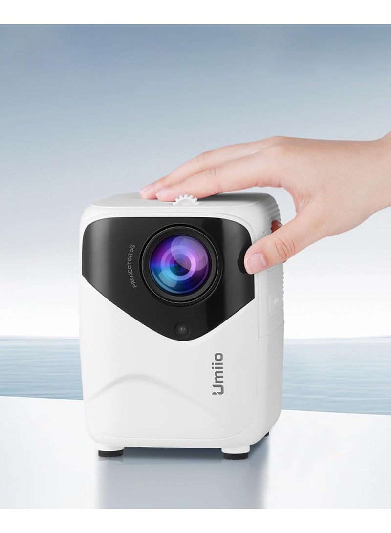 Umiio Umiio Q1 Portable Video Projector 5G WiFi Bluetooth Quadrangle Trapezoid 0 8 5M Projection Distance  Resolution Android Projector For Move Music TV Game Casting with Tripod -White  - Image 1
