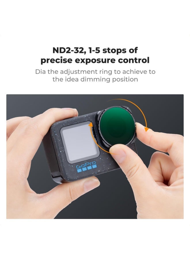 K&F CONCEPT Variable ND2-32 Filter Compatible with GoPro Hero 13 Black, Neutral Density Light Reduction Filter for Go Pro 12/11/10/9 Black, Multicoated HD Optical Glass Action Camera Accessories - Image 3