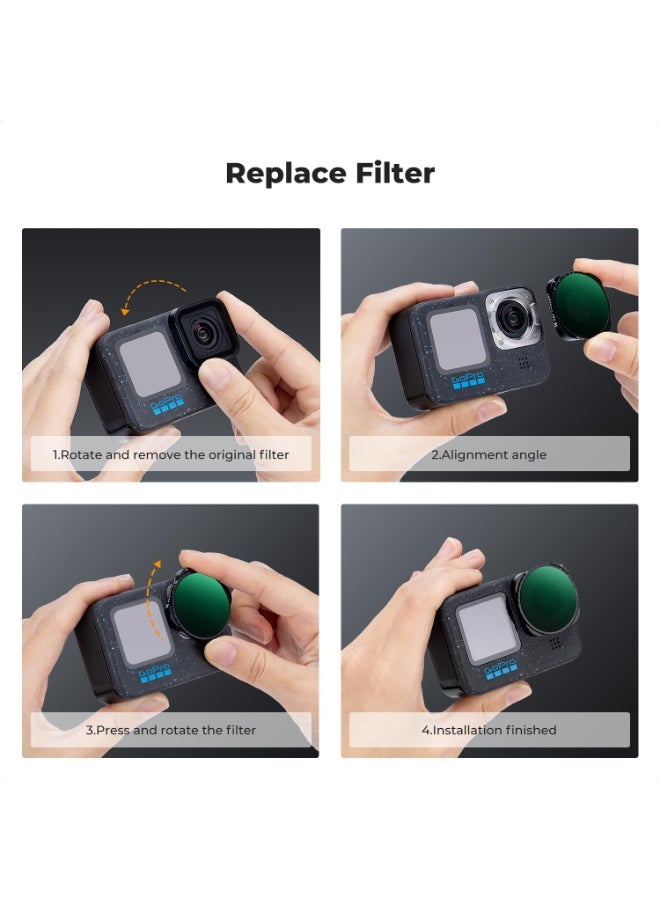 K&F CONCEPT Variable ND2-32 Filter Compatible with GoPro Hero 13 Black, Neutral Density Light Reduction Filter for Go Pro 12/11/10/9 Black, Multicoated HD Optical Glass Action Camera Accessories - Image 5