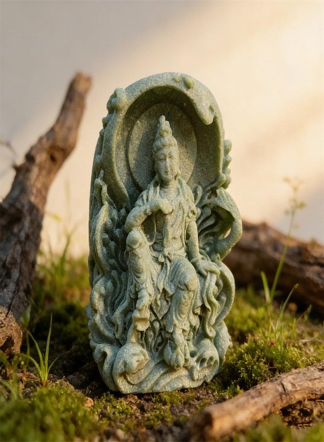 livelyfish Mini Guanyin Statue Quanyin Buddha Figurines Meditation Zen Buddhist Sculpture Sandstone for Bonsai Aquarium Fish Tank Feng Shui Decor (A) - Image 4