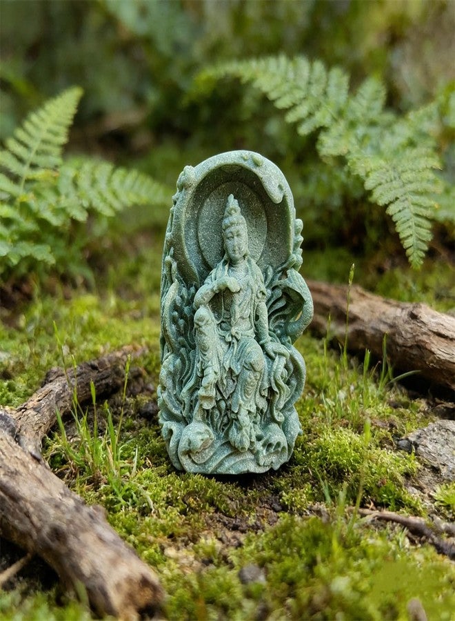 livelyfish Mini Guanyin Statue Quanyin Buddha Figurines Meditation Zen Buddhist Sculpture Sandstone for Bonsai Aquarium Fish Tank Feng Shui Decor (A) - Image 3