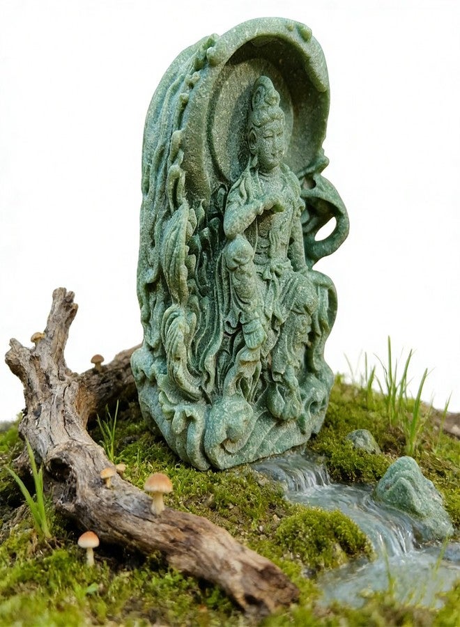 livelyfish Mini Guanyin Statue Quanyin Buddha Figurines Meditation Zen Buddhist Sculpture Sandstone for Bonsai Aquarium Fish Tank Feng Shui Decor (A) - Image 2