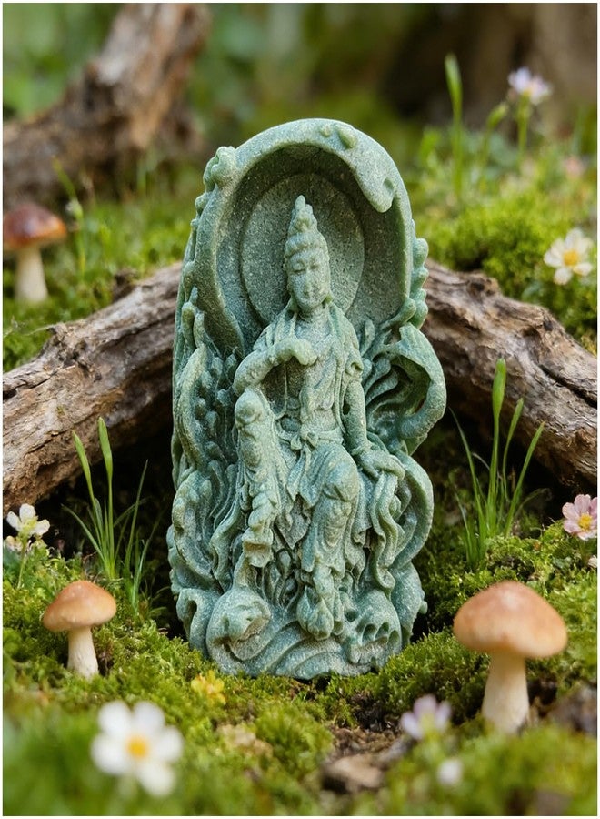 livelyfish Mini Guanyin Statue Quanyin Buddha Figurines Meditation Zen Buddhist Sculpture Sandstone for Bonsai Aquarium Fish Tank Feng Shui Decor (A) - Image 1