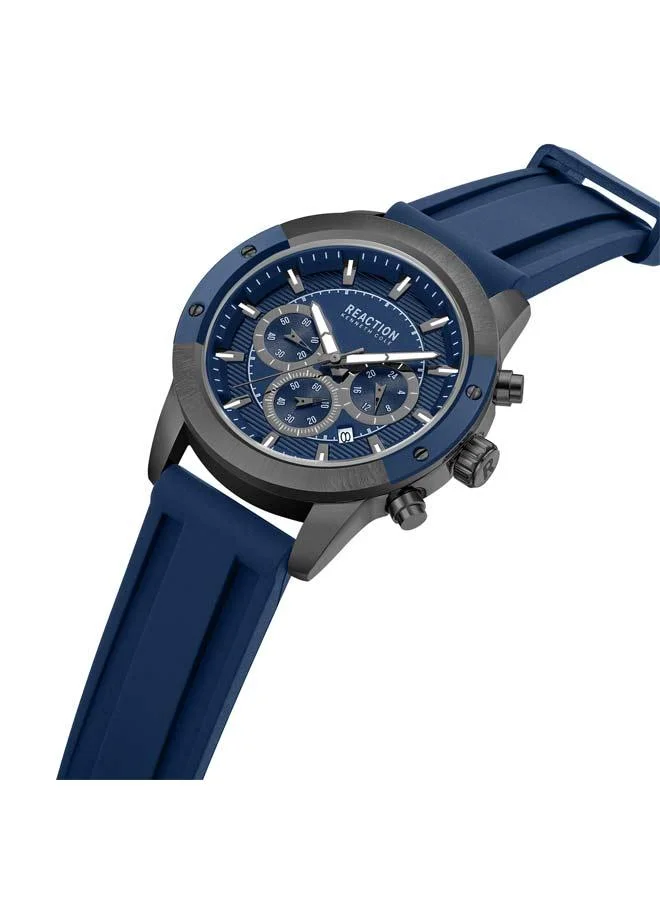Kenneth Cole Reaction Blue Dial Blue Silicone Strap Chronograph Watch for Men, 45mm