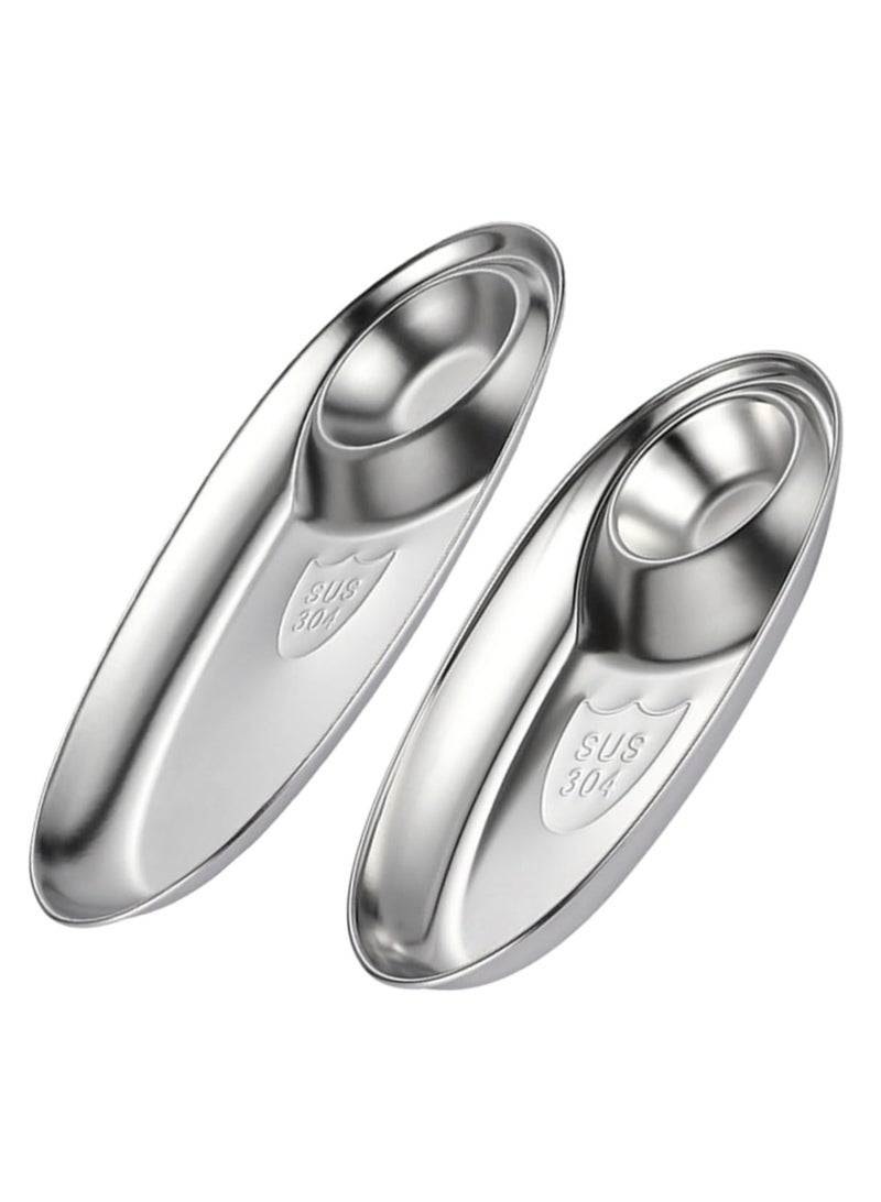 Stainless Steel Chip and Dip Tray Set, 2 Pcs Oval Sauce Dishes for Snacks, Sushi, and Salads, Multifunctional Serving Plates - Image 1