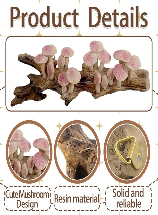 BMMN Resin Mushroom Decor Cottagecore Mushroom Wall Decor Vintage Wall Hanging Sculpture Rustic Farmhouse Kitchen Bedroom Living Room Office Home Decor Fantasy Woodland Birthday Gift - Image 3