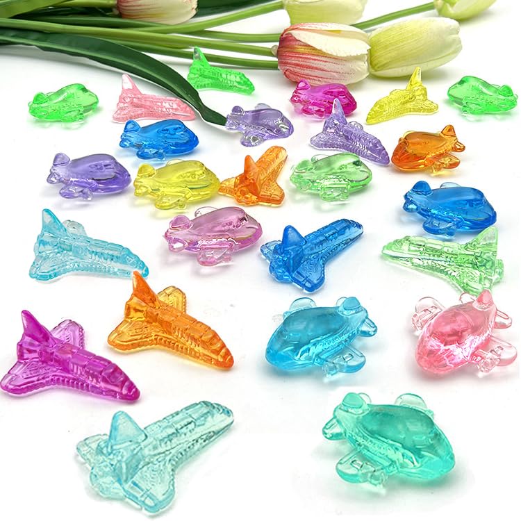 HappyFiller 90 Pcs Acrylic Mini Planes Small Plastic Airplane Bulk 9 Colors Perfect for Crafting, Party Favors,Home Decor, Table Scatters,Creative Art Projects - Image 1