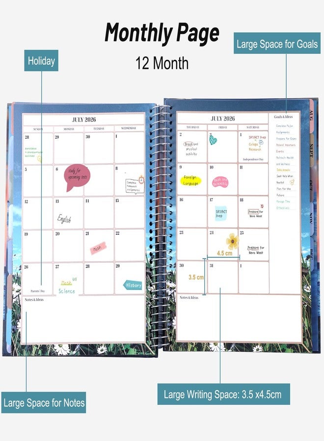 CAGIE 2026 Planner Weekly and Monthly (Jan. 26-Dec. 26), 12 Month Hourly Planner 8.5"x11", Large Daily Planner with Hourly Timeslot, Monthly Tab, Spiral Binding, Bookmark - Image 2