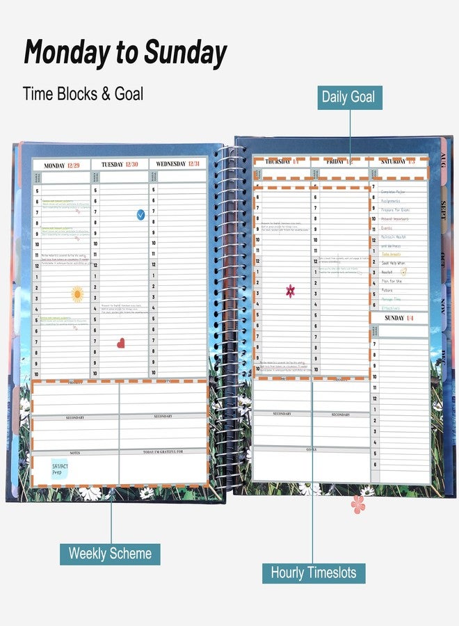 CAGIE 2026 Planner Weekly and Monthly (Jan. 26-Dec. 26), 12 Month Hourly Planner 8.5"x11", Large Daily Planner with Hourly Timeslot, Monthly Tab, Spiral Binding, Bookmark - Image 3
