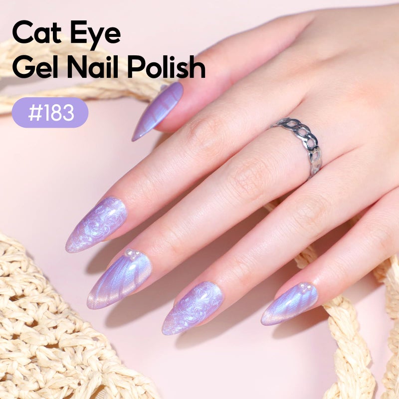PEACECOLOR Cat Eye Gel Nail Polish Magnetic Shimmer Pearl Nail Polish with Magnet 6 Colors Spring Cateye Gel Polish Iridescent Chrome Mermaid Drawing Swirl Shell Thread Effect Gifts for Women - Image 3