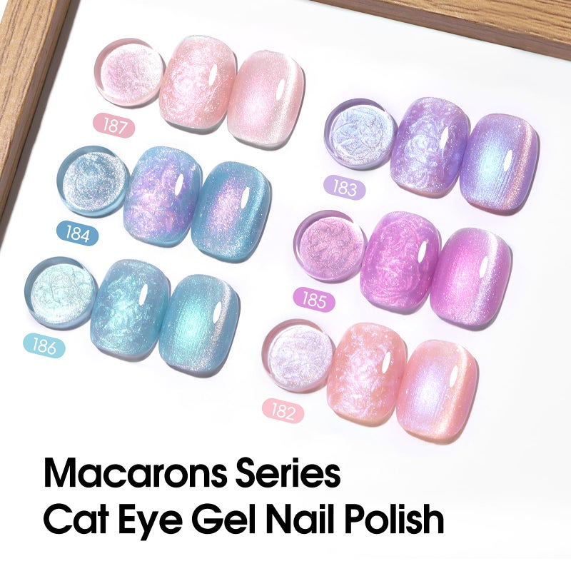 PEACECOLOR Cat Eye Gel Nail Polish Magnetic Shimmer Pearl Nail Polish with Magnet 6 Colors Spring Cateye Gel Polish Iridescent Chrome Mermaid Drawing Swirl Shell Thread Effect Gifts for Women - Image 4