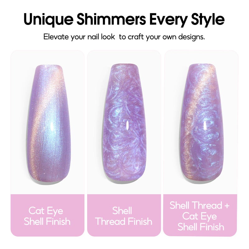 PEACECOLOR Cat Eye Gel Nail Polish Magnetic Shimmer Pearl Nail Polish with Magnet 6 Colors Spring Cateye Gel Polish Iridescent Chrome Mermaid Drawing Swirl Shell Thread Effect Gifts for Women - Image 5