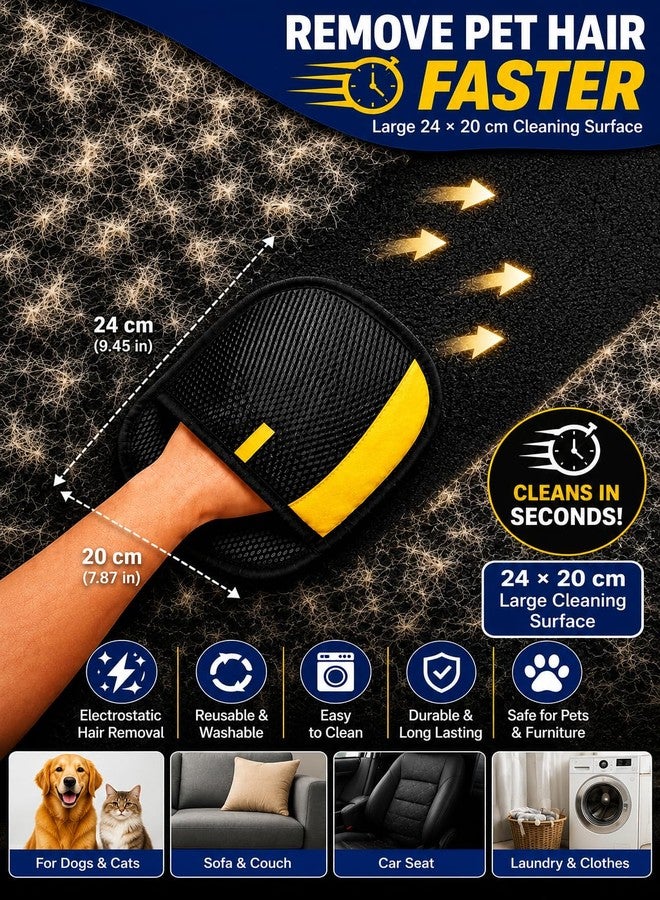 Upgraded Pet Hair Removal Glove for Cats & Dogs, Reusable Electrostatic Hair Remover, Washable Grooming Glove for Removing Pet Hair from Clothes, Furniture, Carpets & Car Interiors - Image 2