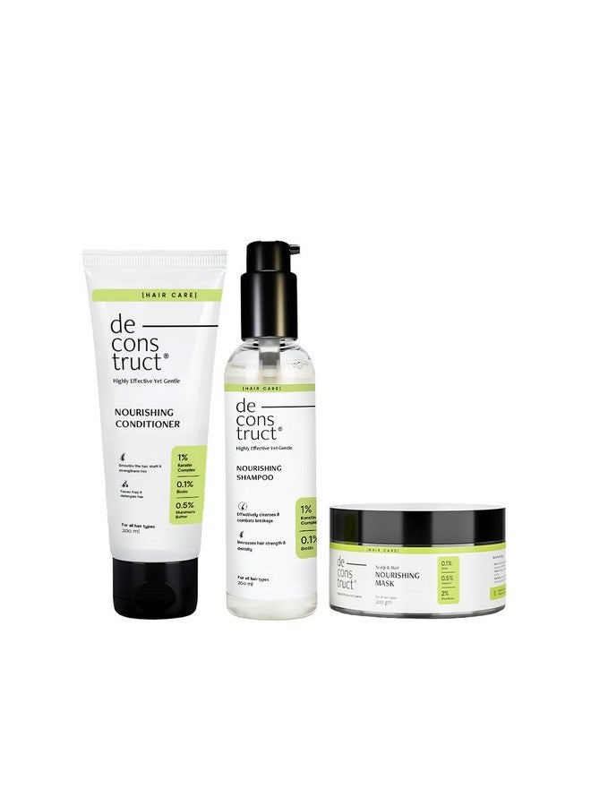 ديكونستركت مجموعة تغذية الشعر | تحتوي على قناع للشعر وشامبو وبلسم | لشعر قوي ومغذي وخالٍ من التجعد | للرجال والنساء | 200 مل + 200 جرام - Image 1