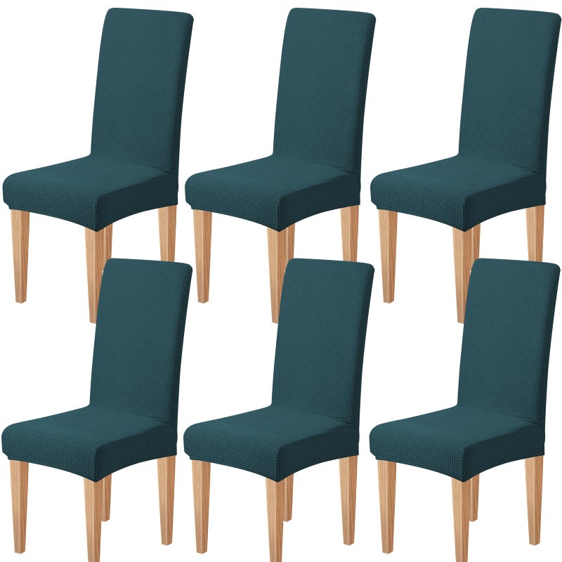 Dioxide Stretch Chair Covers for Dining Chairs, Washable Dining Chair Covers Set of 6, Soft Kitchen Chairs Seat Covers, Jacquard Parson Chair Slipcover Protectors for Home Hotel Restaurant Banquet - Image 1