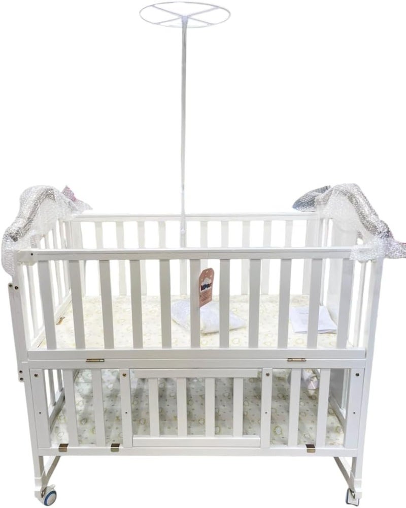 United ZL08 Wooden Bed with Mosquito Net for Baby, White - Image 1