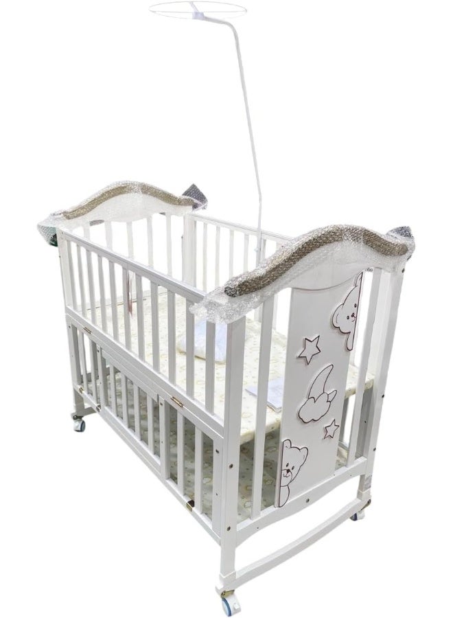 United ZL08 Wooden Bed with Mosquito Net for Baby, White - Image 2