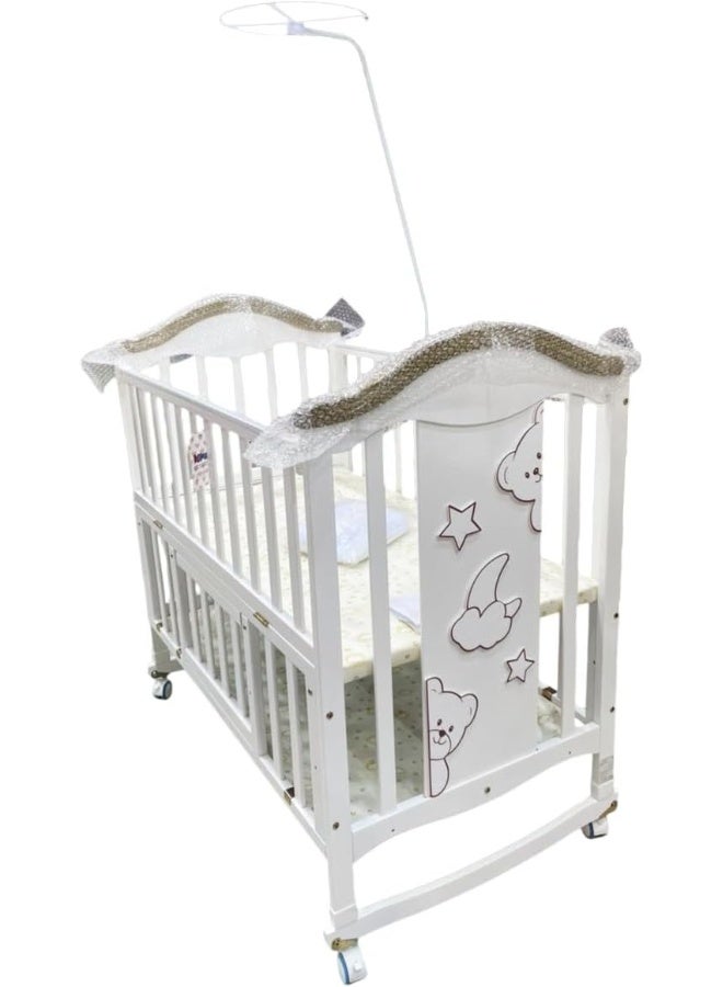 United ZL08 Wooden Bed with Mosquito Net for Baby, White - Image 3