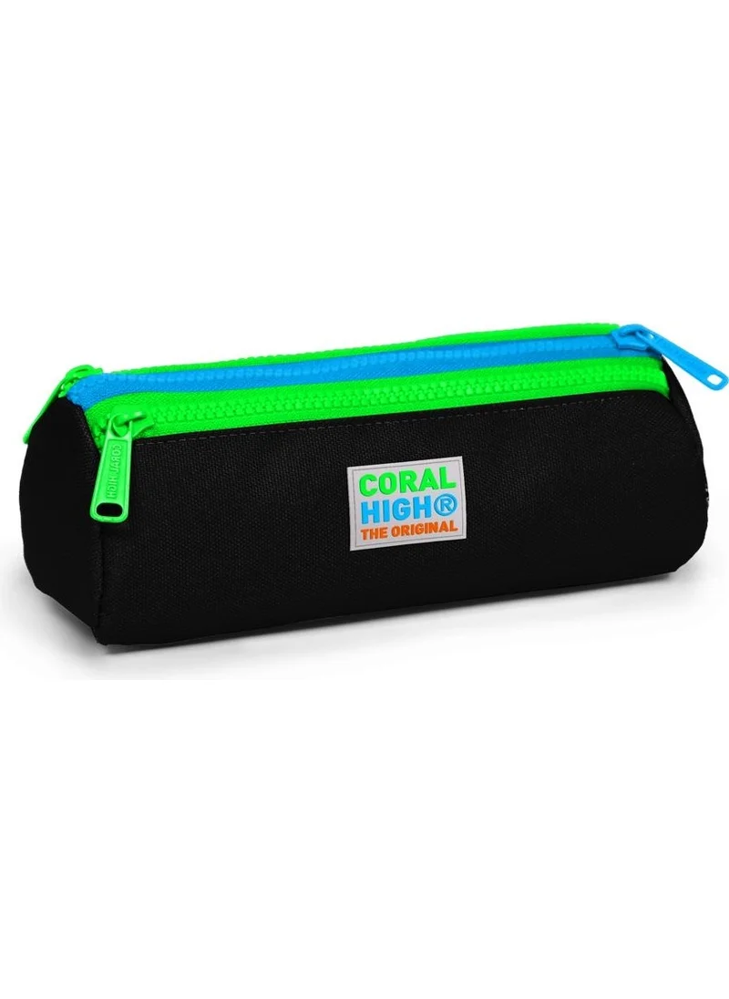 CORAL HIGH 22017 Kids Three Compartment Pencil Bag Black