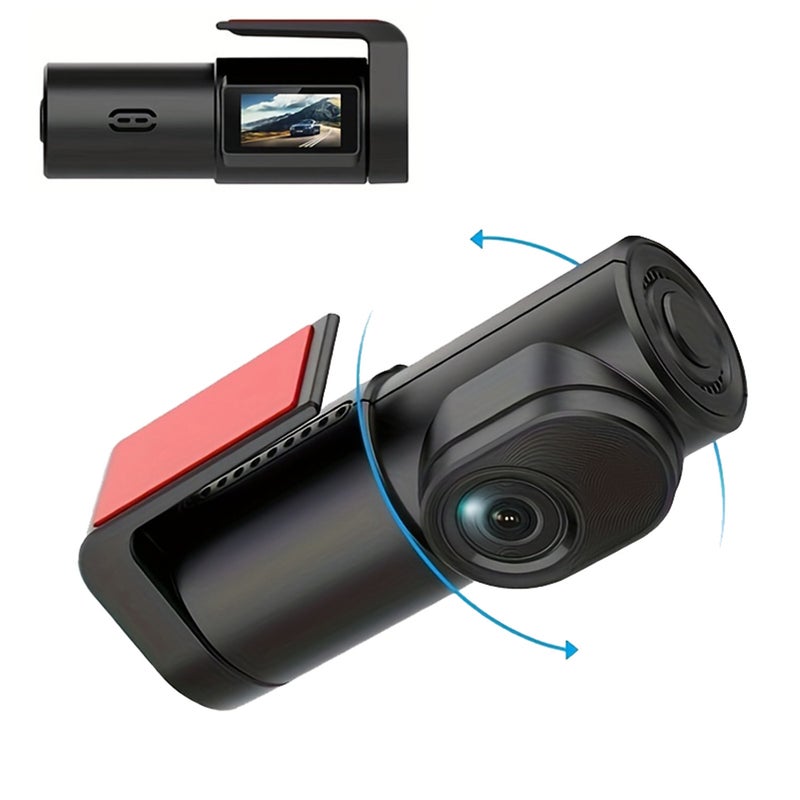 كاميرا مراقبة للسيارة سوداء دقة 1080 بيكسل: تسجيل ليلحي بالدقة الكاملة، دورة دائرية 360 درجة، واي فاي مضمن - مسجل قيادة بتسجيل حلقي سلس للسيارات، الشاحنات، سيارات الدفع الرباعي في حالات التخزين والممارسة اليومية للقيادة - Image 1