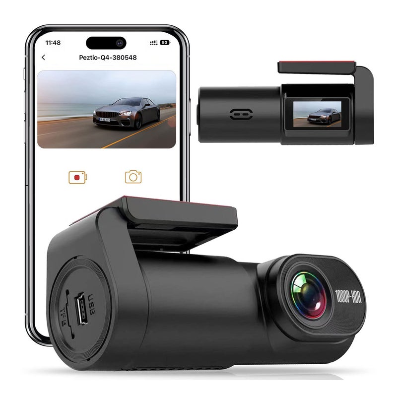 كاميرا مراقبة للسيارة سوداء دقة 1080 بيكسل: تسجيل ليلحي بالدقة الكاملة، دورة دائرية 360 درجة، واي فاي مضمن - مسجل قيادة بتسجيل حلقي سلس للسيارات، الشاحنات، سيارات الدفع الرباعي في حالات التخزين والممارسة اليومية للقيادة - Image 3