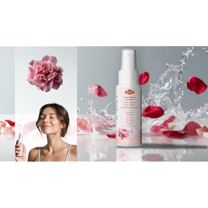 OTACI Rose Passion Face Mist Spray – 100% Natural Rose Water Hydrating Mist for Glowing, Refreshed Skin – Travel Size 50ml – Vegan, Alcohol-Free, for All Skin Types - Image 5