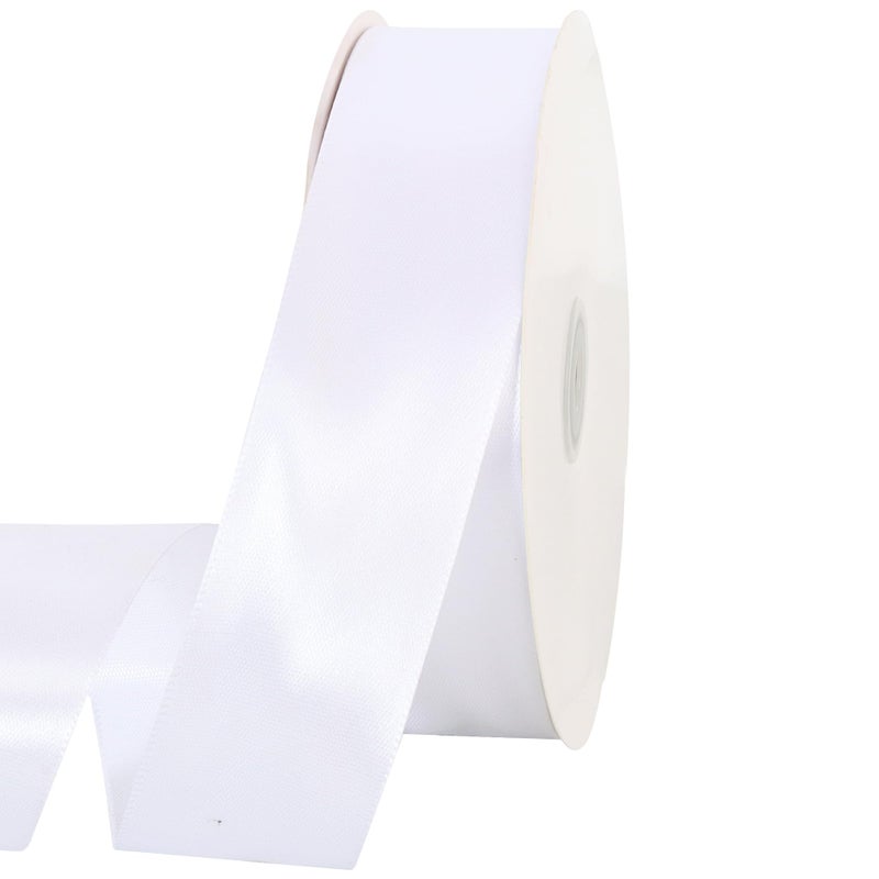 TONIFUL 100 Yards White Ribbon 112 Inch  Solid White Wide Satin Ribbon for Eternal Flower Bouquet Gift Wrapping Graduation Leis Wedding Chair Sash Valentines Day Christmas Decorations