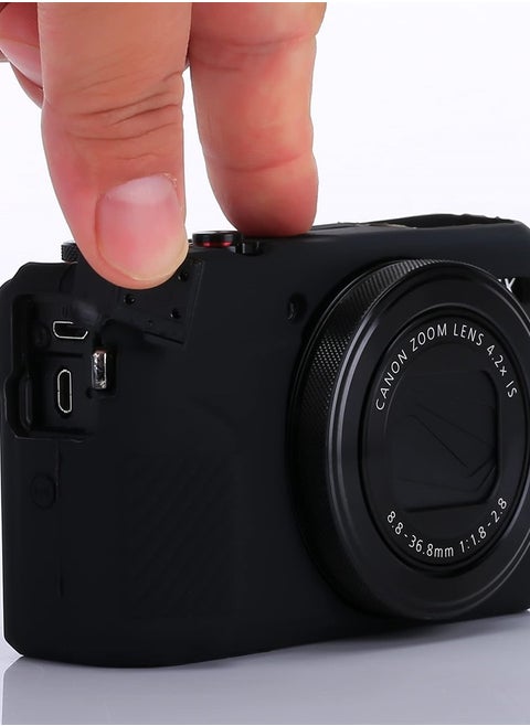 G7X Mark II Case G7X Mark III Case G7X Camera Silicone Case Ultra-Thin Lightweight Rubber Soft Silicone Case Bag Cover for Canon PowerShot G7X G7X Mark II G7X Mark III + Microfiber Cloth (Black)