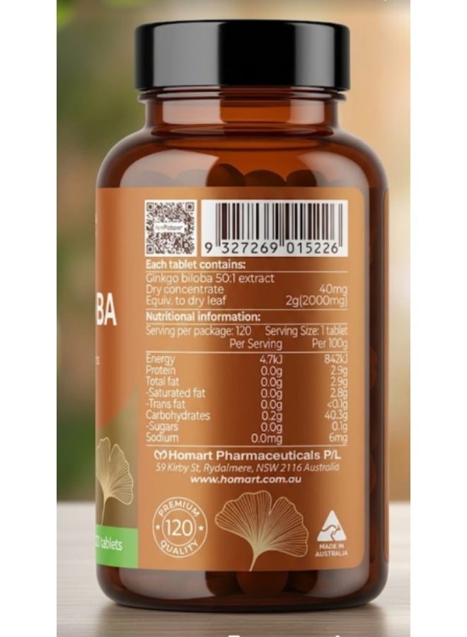 SPRING Ginkgo Biloba from Australia, 120 tablets for brain health and mental activity - Image 3
