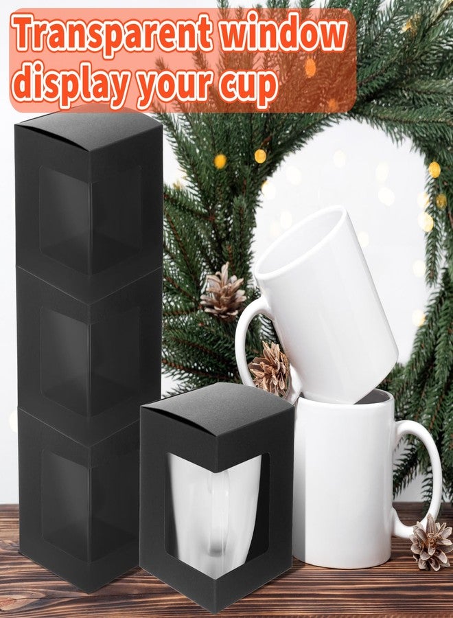Tobeelec 50 Pcs Black Mug Boxes for Gifts, Coffee Mug Gift Box for Blanks Sublimation Mugs Packaging Transparent Ceramic Coffee Cups Gift Box, Decorative Party Favor Gift Packaging Box with Lid (Black) - Image 4