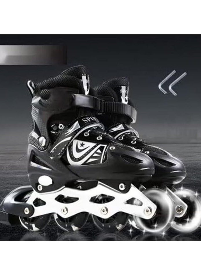 Adjustable 2 Row 4 Wheel Inline Skates Size 31-34