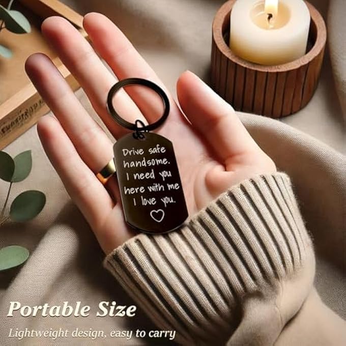 CAR KEYCHAIN WITH A BOX GIFT FOR MEN, DAD, SON | STAINLESS STEEL KEYCHAIN | ANNIVERSARY, BIRTHDAY, VALENTINE'S DAY PRESENT | ENGRAVED SAFE DRIVING MESSAGE FOR HIM, BOYFRIEND, HUSBAND - Image 2