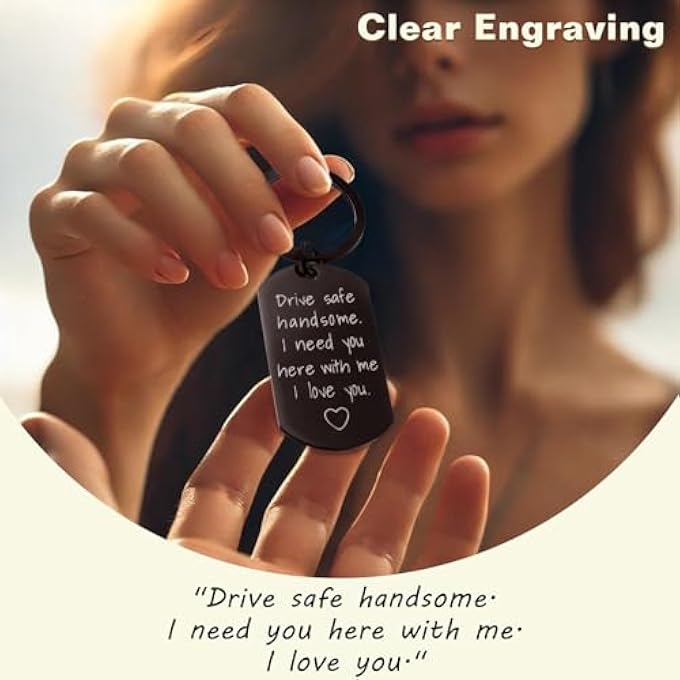 CAR KEYCHAIN WITH A BOX GIFT FOR MEN, DAD, SON | STAINLESS STEEL KEYCHAIN | ANNIVERSARY, BIRTHDAY, VALENTINE'S DAY PRESENT | ENGRAVED SAFE DRIVING MESSAGE FOR HIM, BOYFRIEND, HUSBAND - Image 4