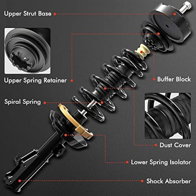 Duramont Front Pair 2 Complete Strut And Coil Spring Assembly Compatible With Chevrolet Cruze 2017 2018 2019 Driver And Passenger Side Replace 18920556 - Image 3